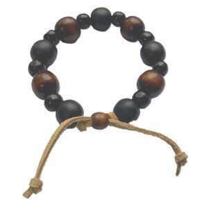 Suede Cord Bracelet with Wood Beads Adjustable Suede Cord 10-13 inches